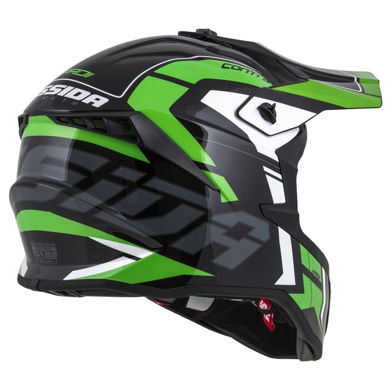 Cască de motocross Cassida Cross Pro II Contra negru-gri-alb-verde