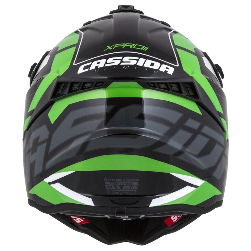 Cască de motocross Cassida Cross Pro II Contra negru-gri-alb-verde