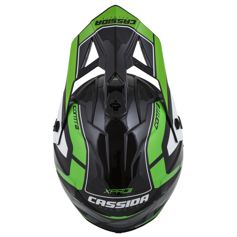 Cască de motocross Cassida Cross Pro II Contra negru-gri-alb-verde