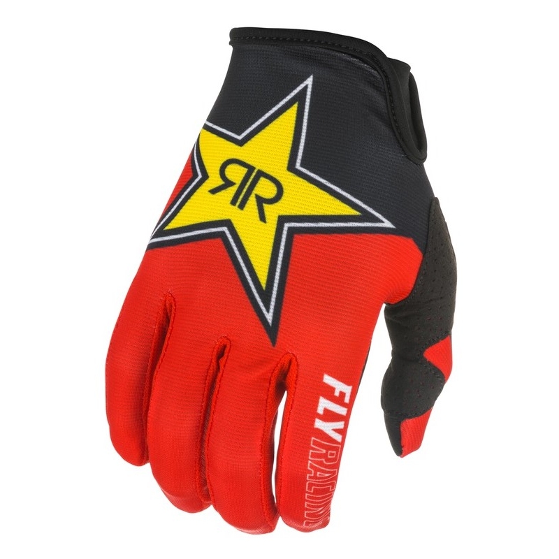 Mănuși de motocross FLY Racing Lite 2021 Rockstar negru-roșu-galben