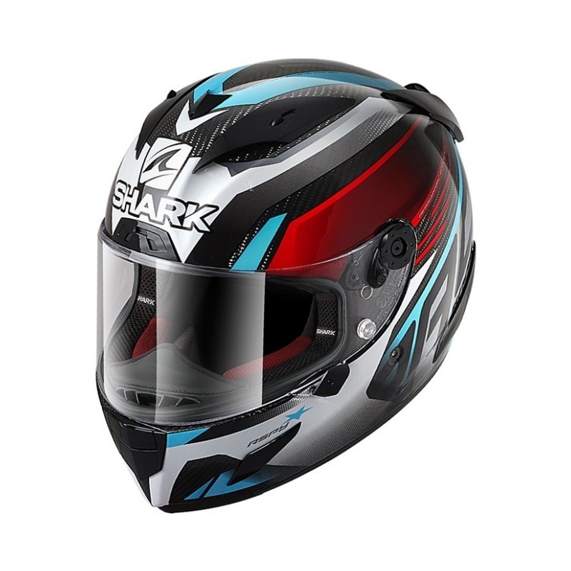 Cască integrală SHARK RACE R-PRO CARBON Aspy gri-albastru-roșu
