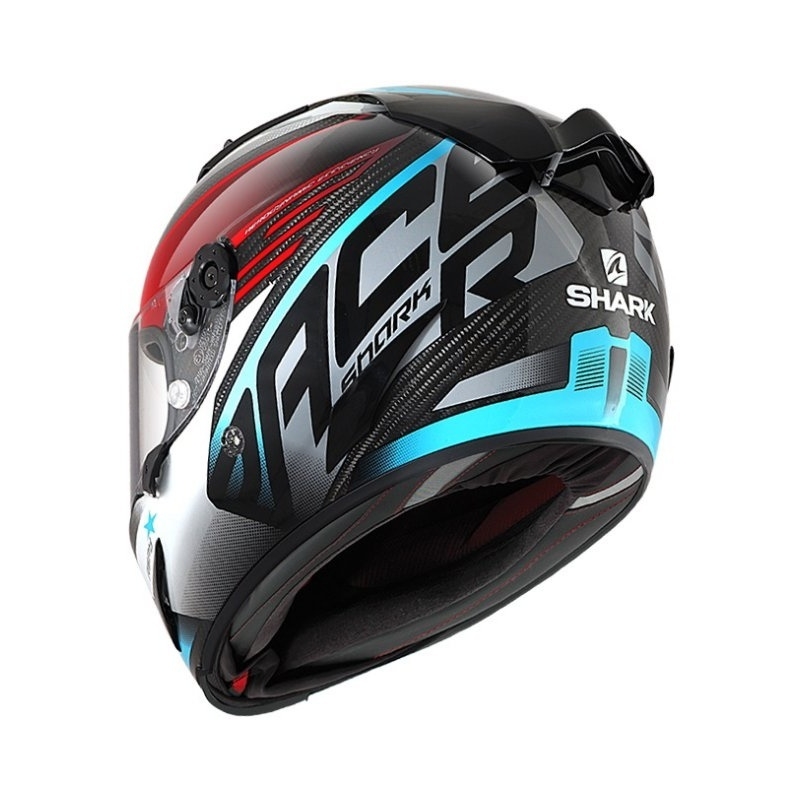 Cască integrală SHARK RACE R-PRO CARBON Aspy gri-albastru-roșu