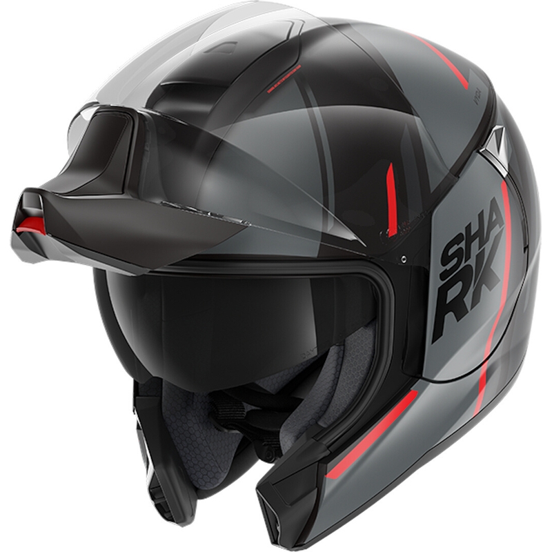 SHARK EVOJET Tilt Helmet negru-gri-roșu