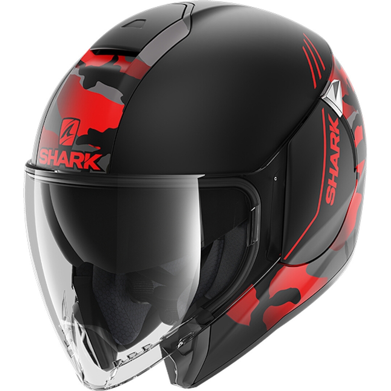 Cască deschisă SHARK CITYCRUISER Genom negru-roșu lichidare