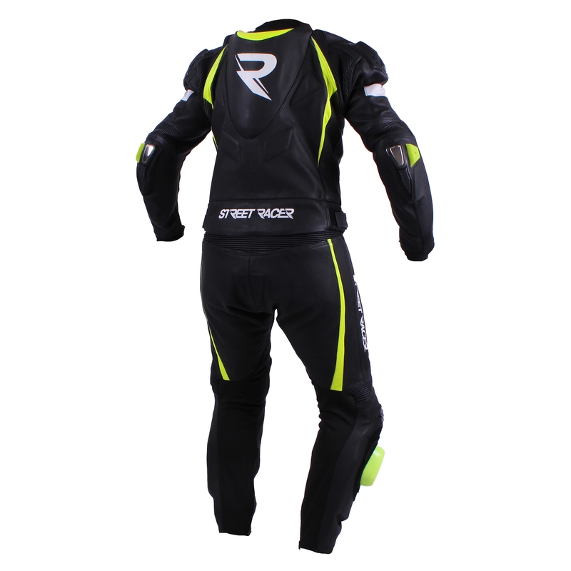 Combinezon moto pentru bărbați Street Racer Line negru-alb-galben fluorescent lichidare