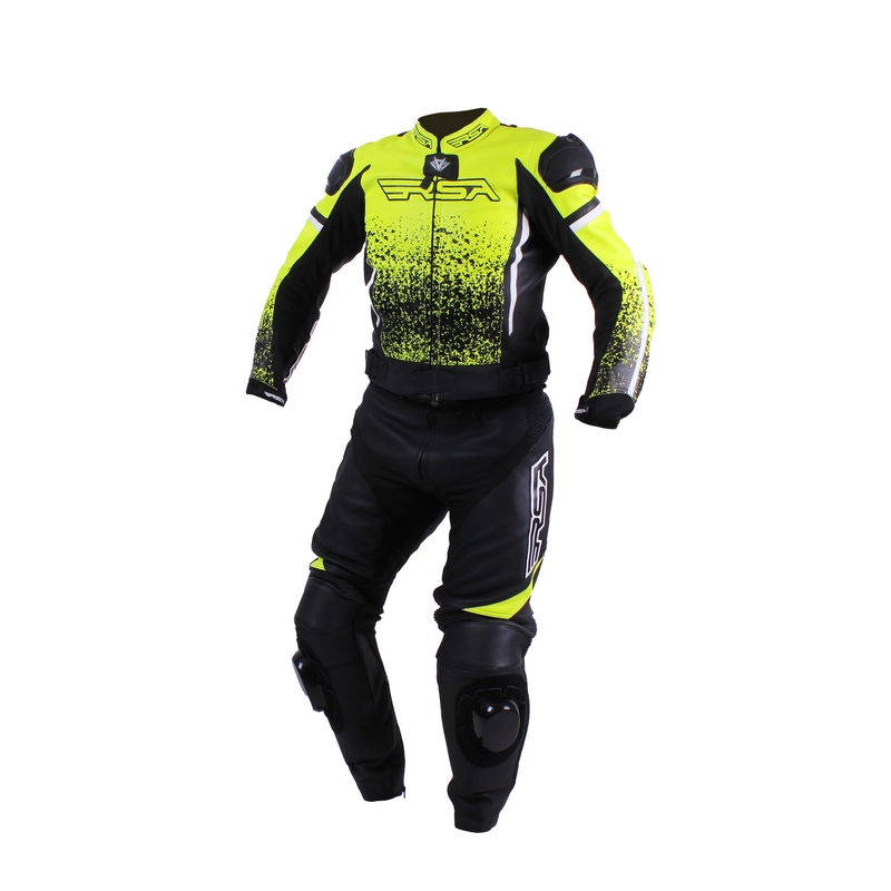 Salopete de motociclete pentru bărbați RSA Fluo Glass Black-Fluo Yellow lichidare