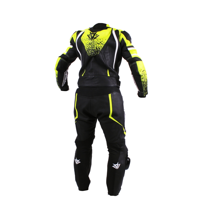 Salopete de motociclete pentru bărbați RSA Fluo Glass Black-Fluo Yellow lichidare