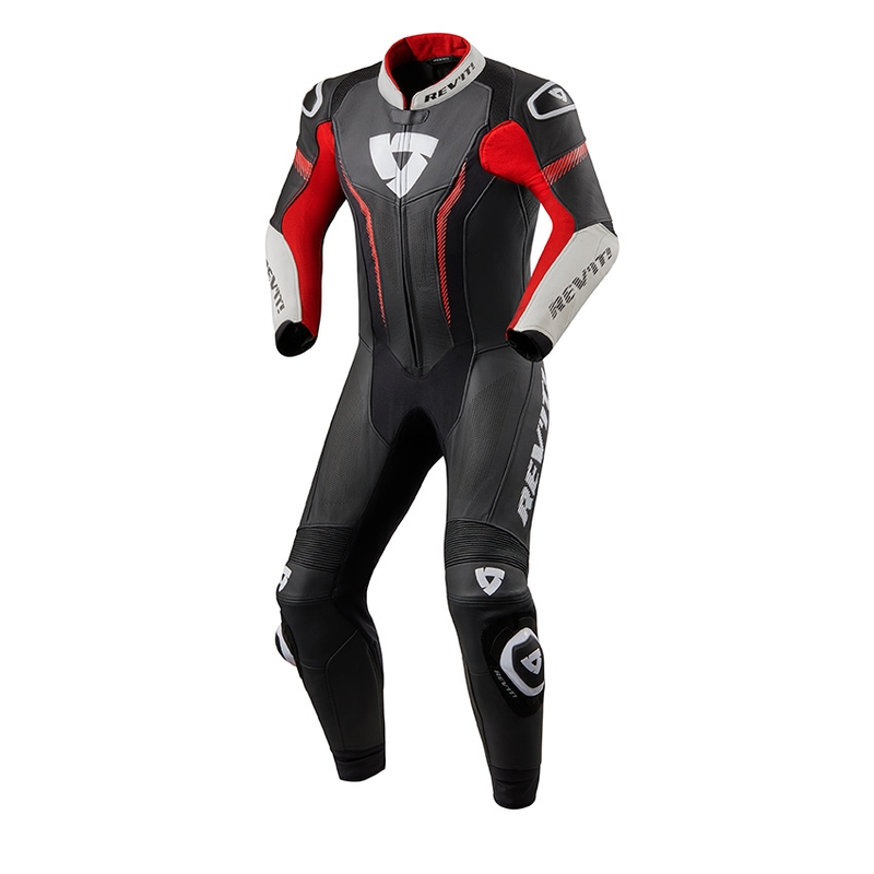 Revit Argon costum de motociclist dintr-o singură bucată negru-roșu-neon lichidare