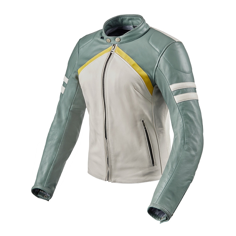 Jacheta de motociclete Revit Meridian pentru femei Meridian Alb și verde Vânzare lichidare