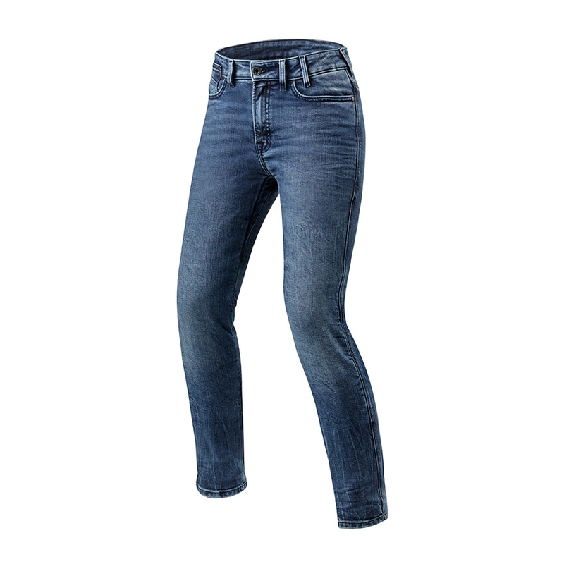 Blugi Revit Victoria Blue Cropped Motorcycle pentru femei lichidare
