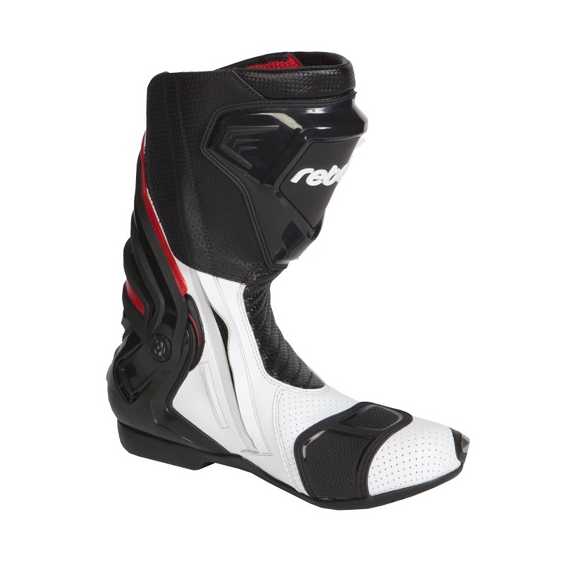 Rebelhorn Rival alb și negru Perforated Motocicleta Boots lichidare
