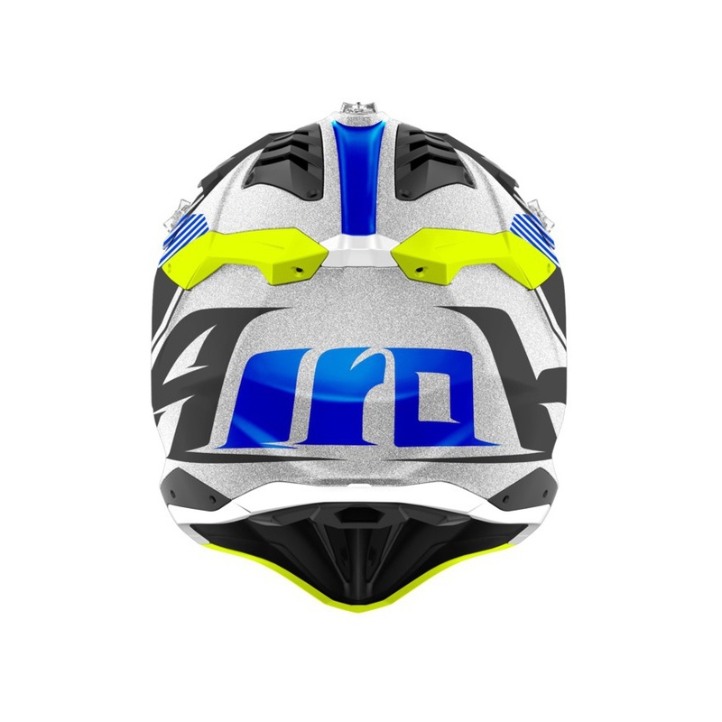 Cască de motocros Airoh Aviator 3.0 Wave 2022 alb-albastru-galben-fluo lichidare