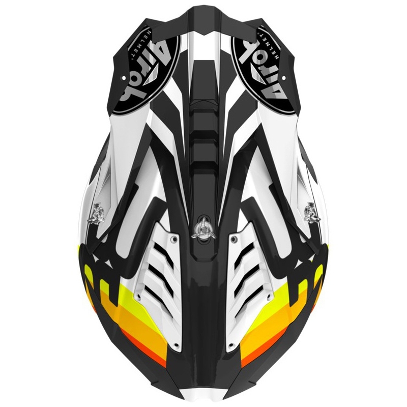 Cască de motocros Airoh Aviator 3.0 Rainbow 2021 alb-galben-portocaliu-roșu lichidare