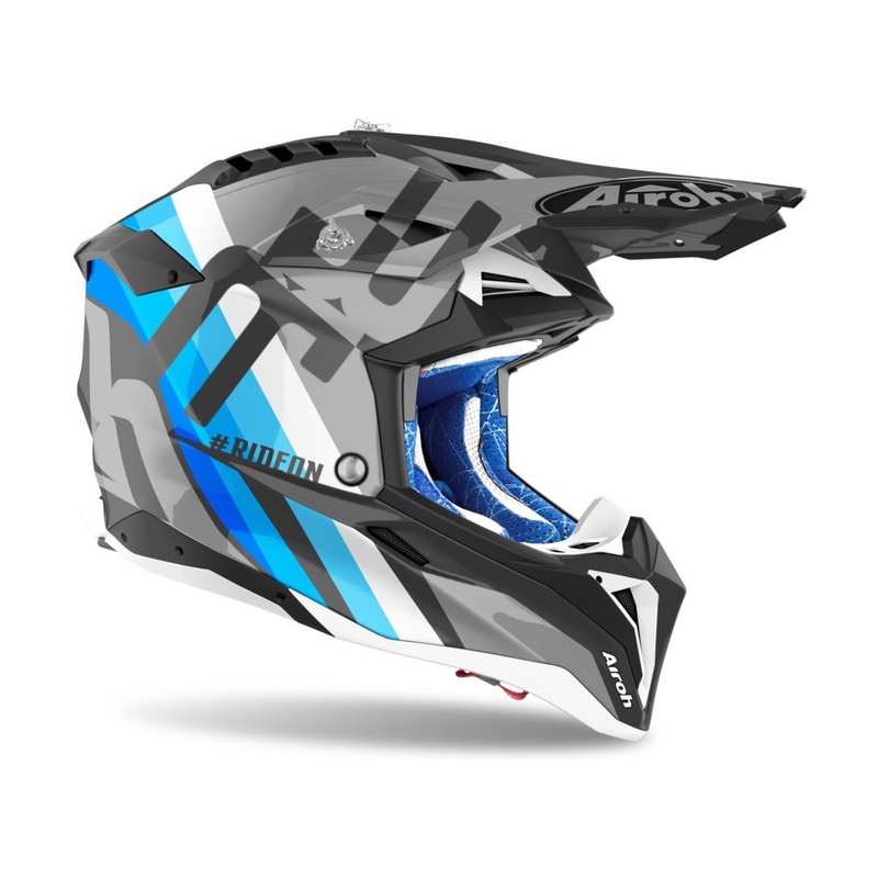 Cască de motocros Airoh Aviator 3.0 Rainbow 2021 gri-albastru-albastru-albastru