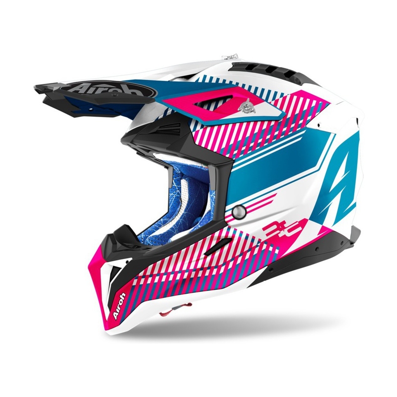 Cască de motocros Airoh Aviator 3.0 Wave 2022 alb-albastru-roz
