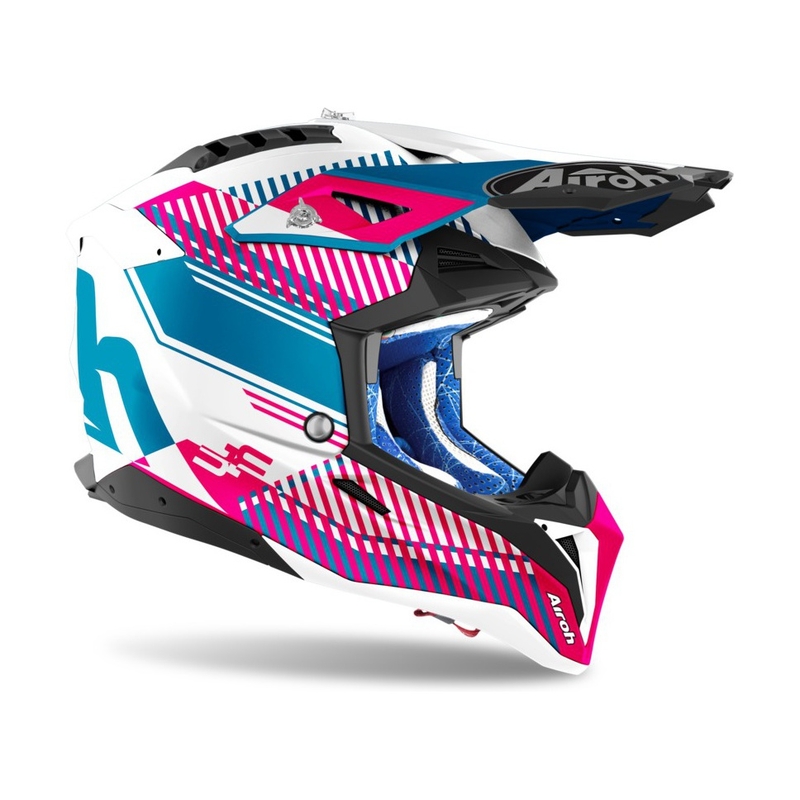 Cască de motocros Airoh Aviator 3.0 Wave 2022 alb-albastru-roz