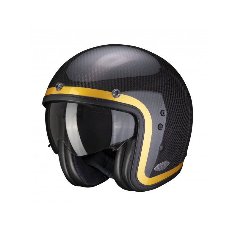 Cască deschisă Scorpion Belfast Belfast Carbon Lofty negru-auriu