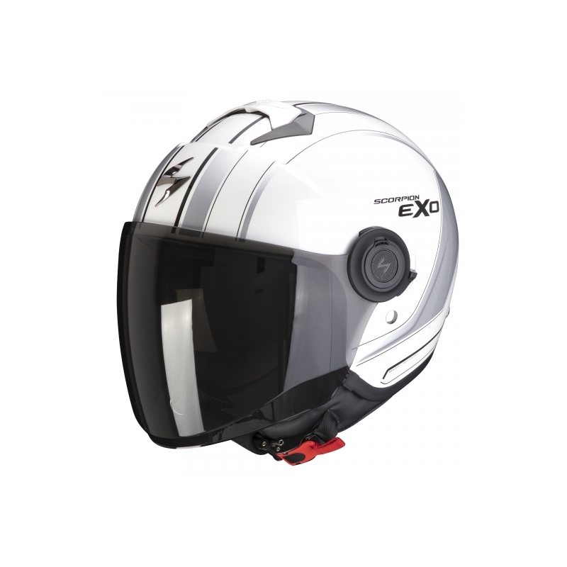 Cască de motocicletă deschisă Scorpion EXO-CITY Scoot alb-argintiu