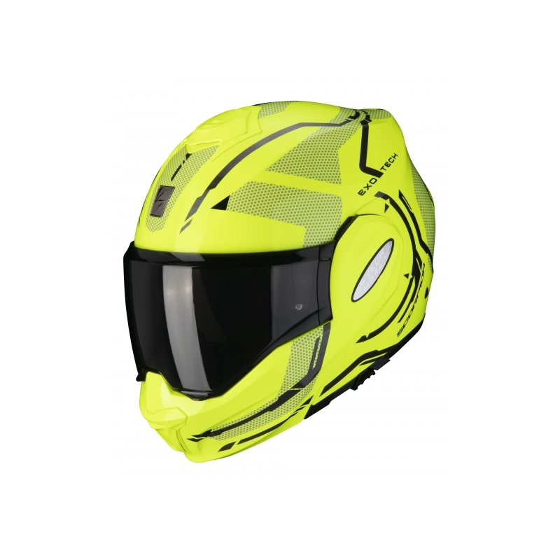 Cască de protecție Scorpion EXO-TECH Square galben fluo cu vârful galben fluo