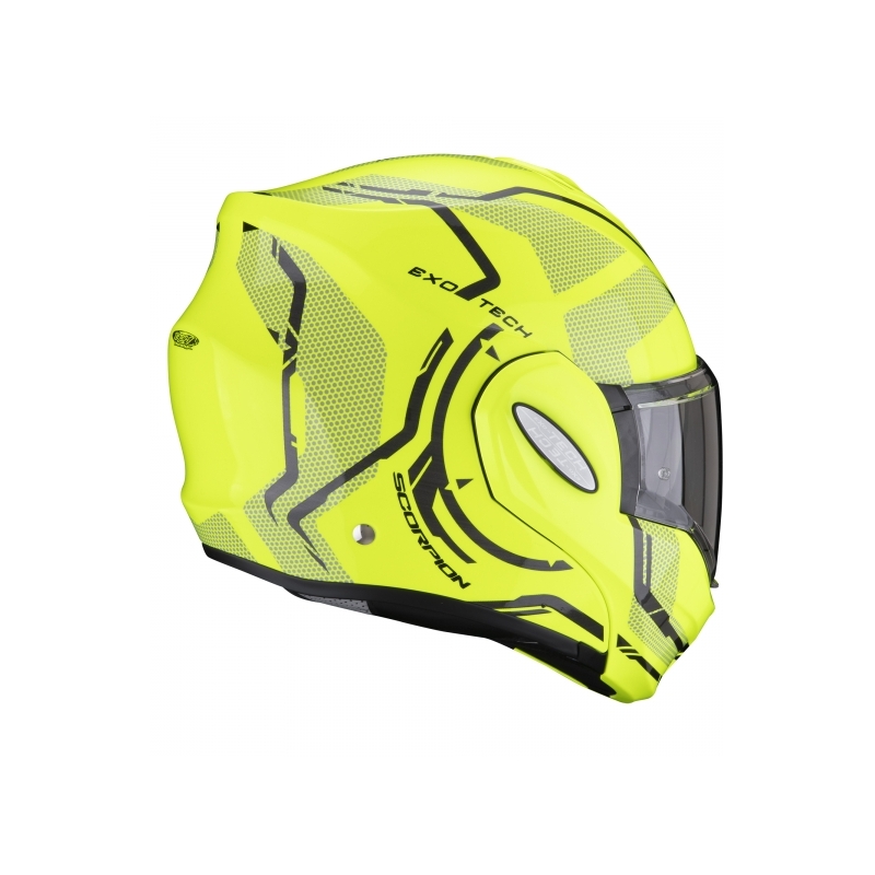 Cască de protecție Scorpion EXO-TECH Square galben fluo cu vârful galben fluo