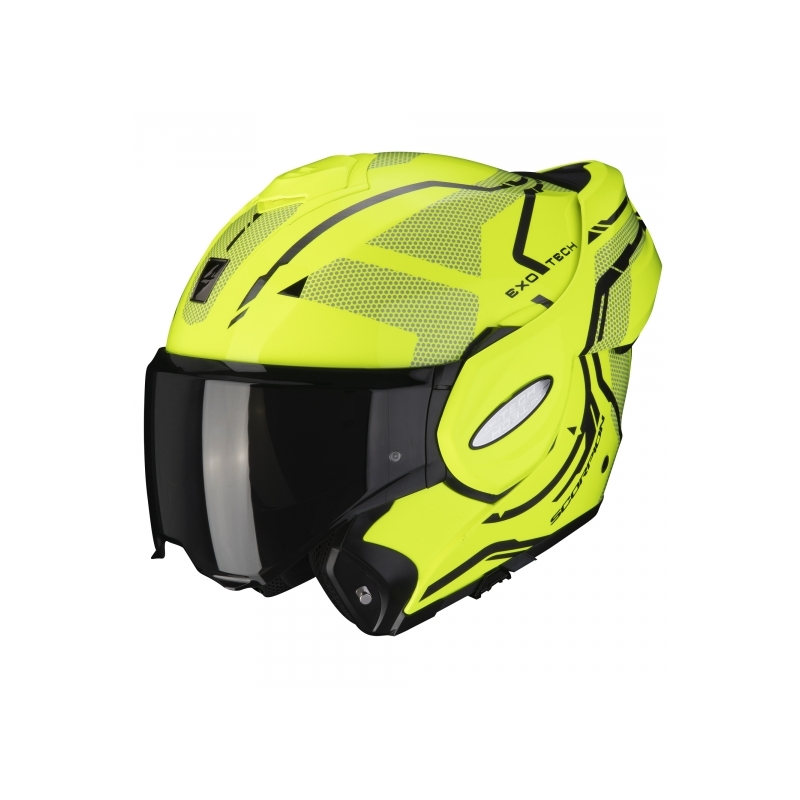 Cască de protecție Scorpion EXO-TECH Square galben fluo cu vârful galben fluo