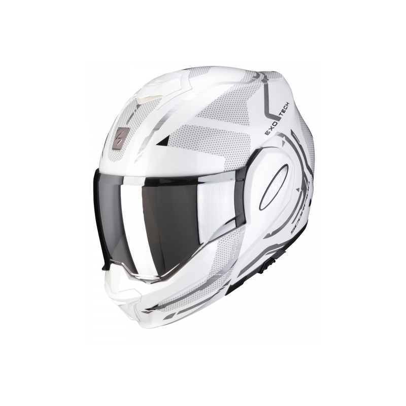 Cască Scorpion EXO-TECH Square tipping alb-argintiu