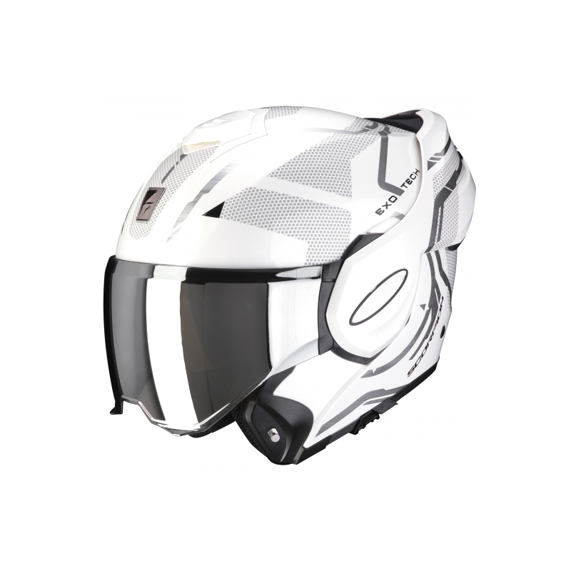 Cască Scorpion EXO-TECH Square tipping alb-argintiu