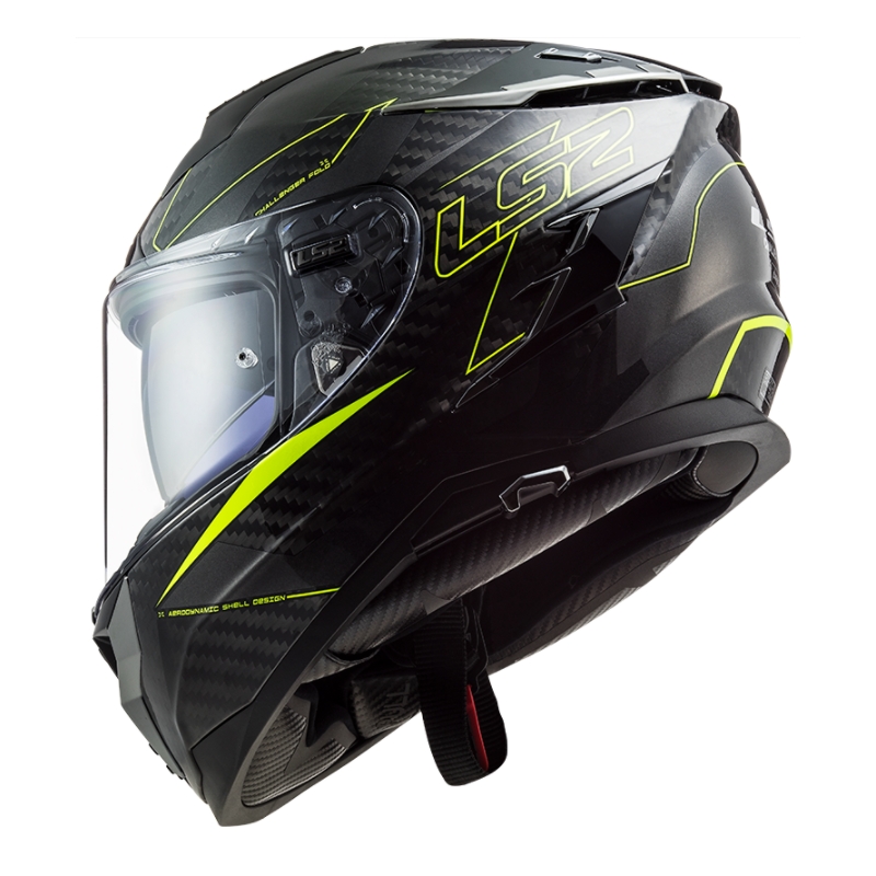Cască integrală pentru motociclete LS2 FF327 Challenger CT2 Fold negru-galben-fluo