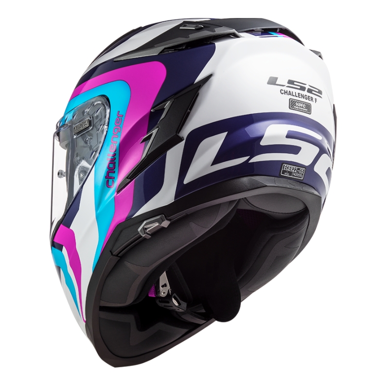 Cască de motocicletă integrală LS2 FF327 Challenger Galactic alb-albastru-roz lichidare