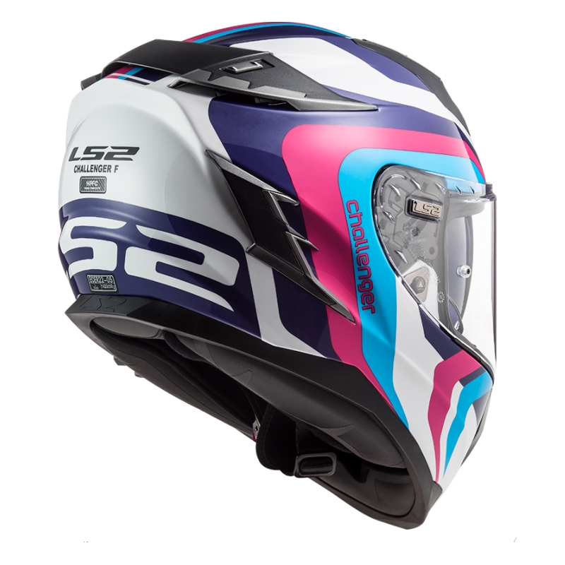 Cască de motocicletă integrală LS2 FF327 Challenger Galactic alb-albastru-roz lichidare