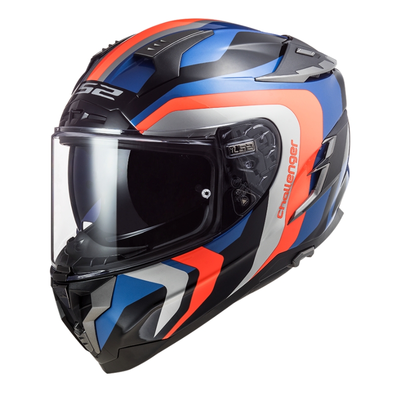 Cască de motocicletă integrală LS2 FF327 Challenger Galactic albastru-portocaliu-gri lichidare
