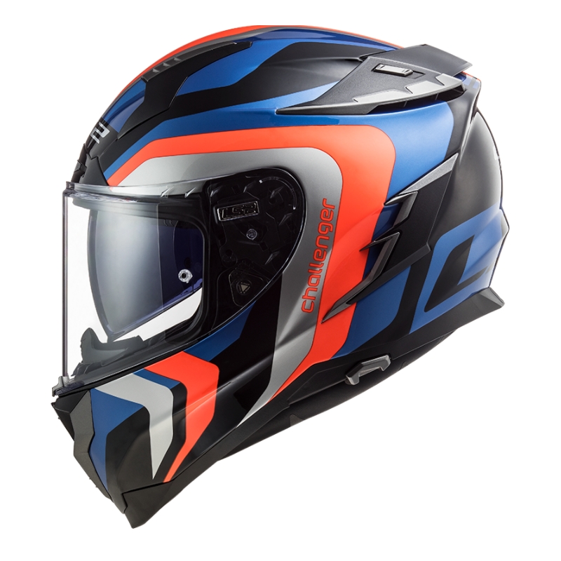 Cască de motocicletă integrală LS2 FF327 Challenger Galactic albastru-portocaliu-gri lichidare