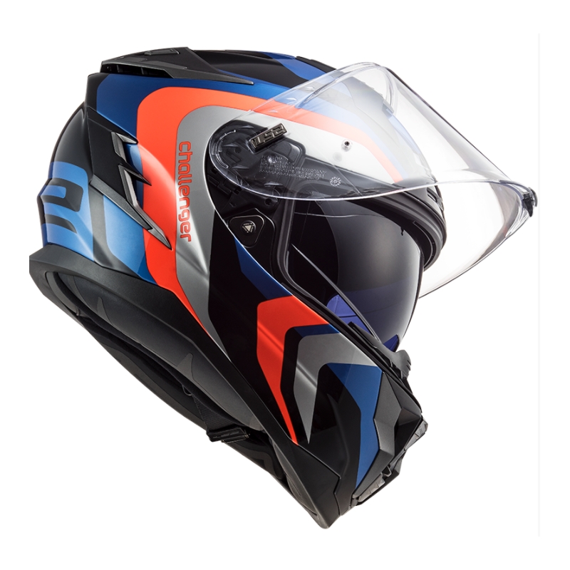 Cască de motocicletă integrală LS2 FF327 Challenger Galactic albastru-portocaliu-gri lichidare