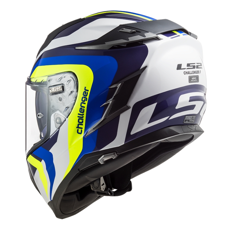 Cască de motocicletă integrală LS2 FF327 Challenger Galactic albastru-alb-alb-fluo galben lichidare