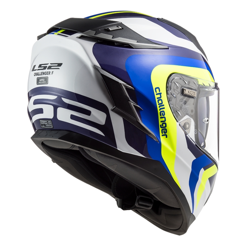Cască de motocicletă integrală LS2 FF327 Challenger Galactic albastru-alb-alb-fluo galben lichidare