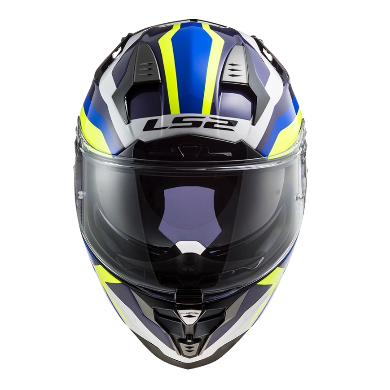 Cască de motocicletă integrală LS2 FF327 Challenger Galactic albastru-alb-alb-fluo galben lichidare
