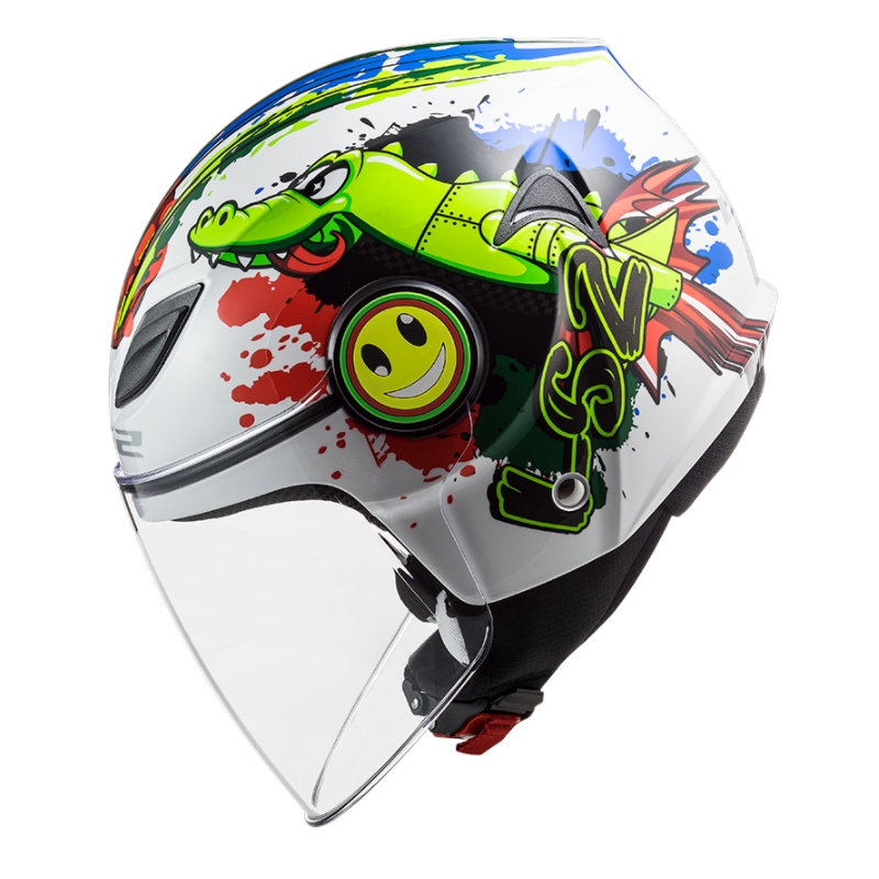 Cască de motociclist deschisă pentru copii LS2 OF602 Funny Croco alb