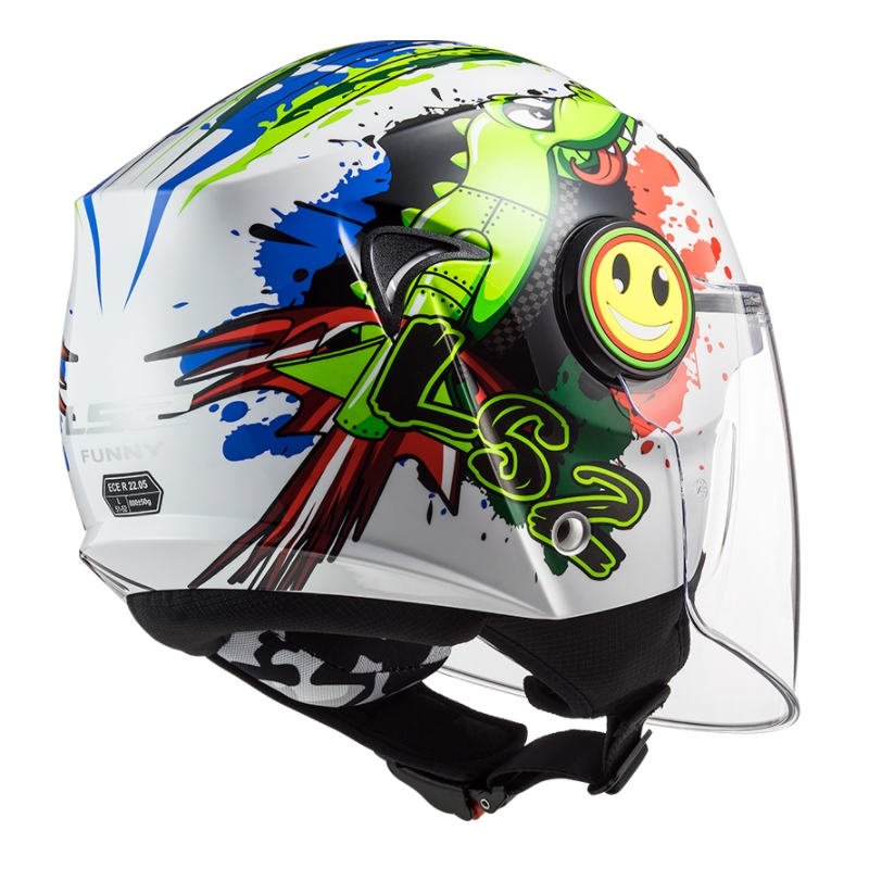 Cască de motociclist deschisă pentru copii LS2 OF602 Funny Croco alb