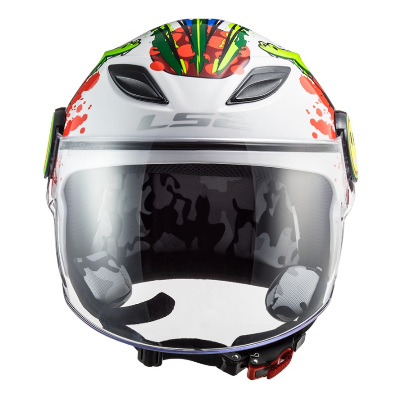 Cască de motociclist deschisă pentru copii LS2 OF602 Funny Croco alb