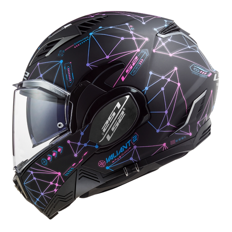 Cască de motociclist LS2 FF900 Valiant II Stellar negru-albastru-roz