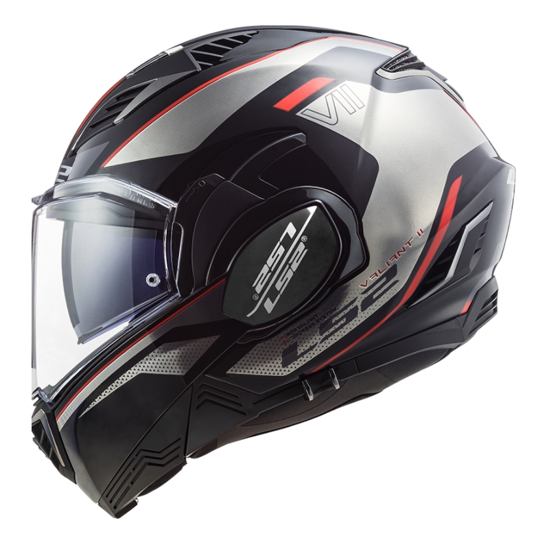 Cască de motociclist LS2 FF900 Valiant II Hub negru-gri-roșu