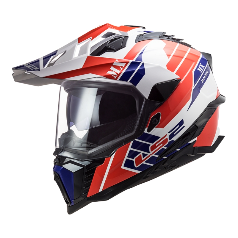 Enduro Casca LS2 MX701 Explorer Atlantis alb-albastru-roșu výprodej lichidare