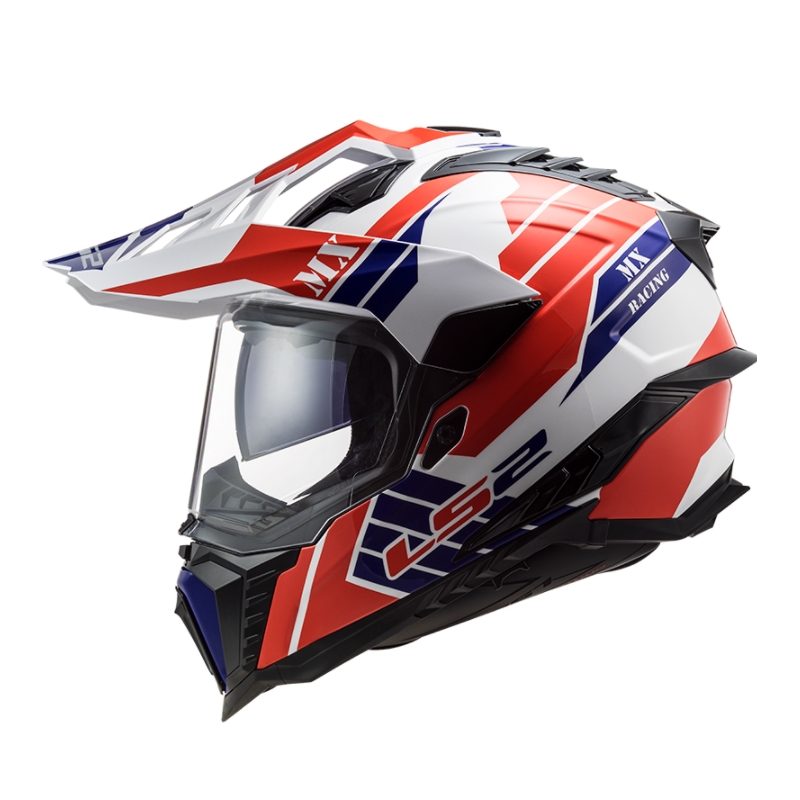 Enduro Casca LS2 MX701 Explorer Atlantis alb-albastru-roșu výprodej lichidare
