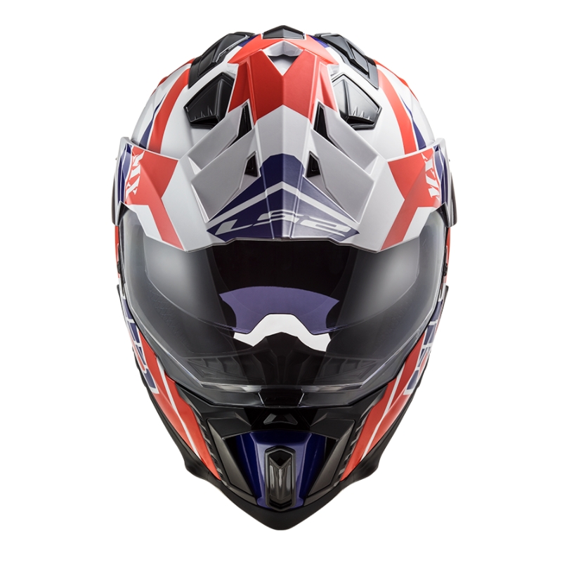 Enduro Casca LS2 MX701 Explorer Atlantis alb-albastru-roșu výprodej lichidare