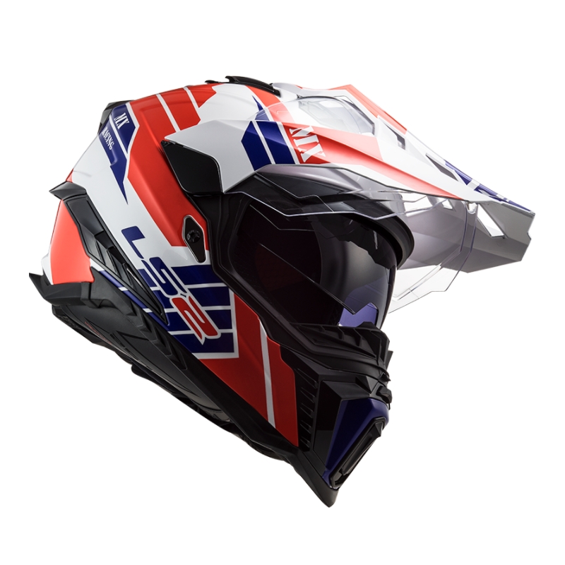 Enduro Casca LS2 MX701 Explorer Atlantis alb-albastru-roșu výprodej lichidare