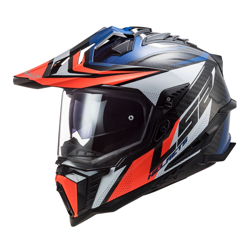 Cască de enduro LS2 MX701 Explorer C Focus alb-albastru-roșu