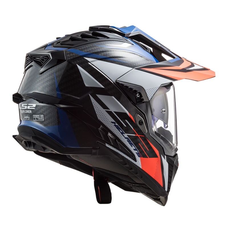 Cască de enduro LS2 MX701 Explorer C Focus alb-albastru-roșu