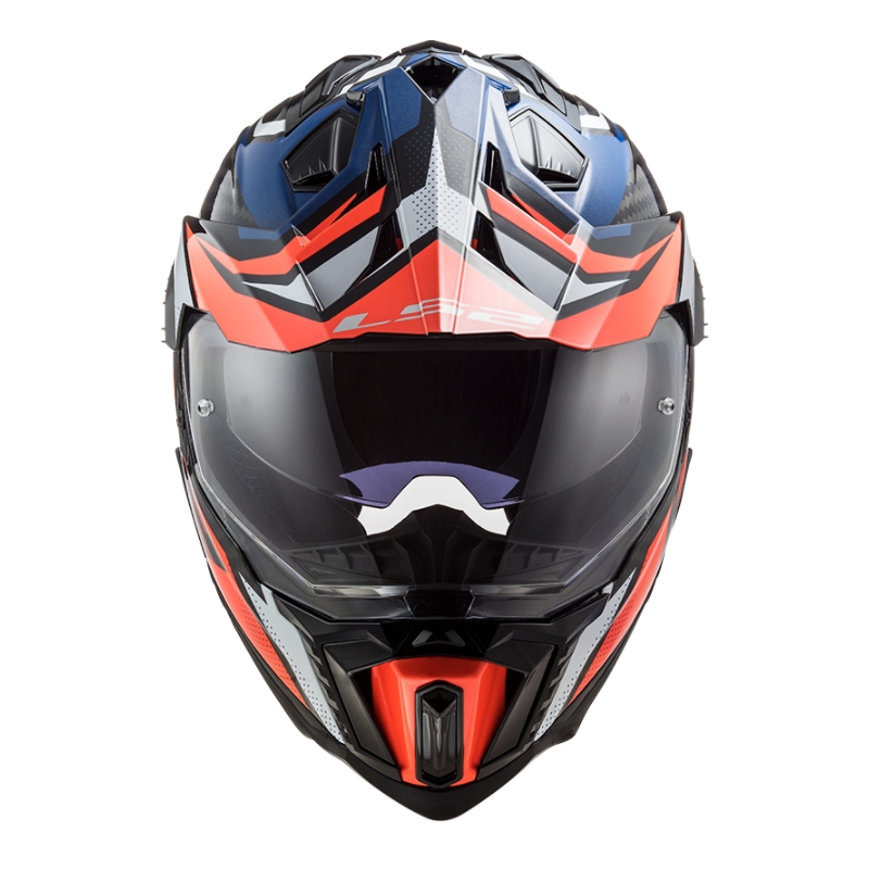 Cască de enduro LS2 MX701 Explorer C Focus alb-albastru-roșu