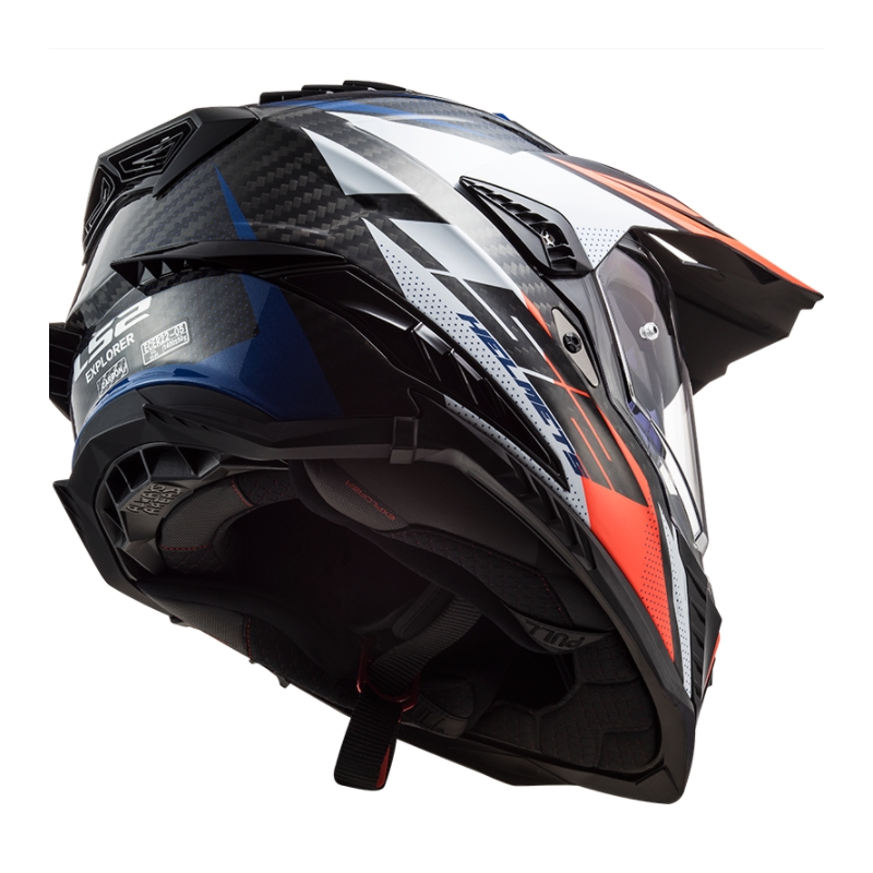 Cască de enduro LS2 MX701 Explorer C Focus alb-albastru-roșu