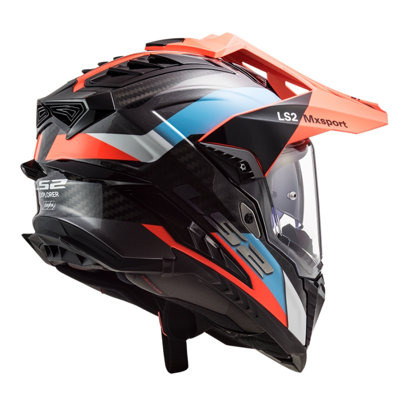 Cască de enduro LS2 MX701 Explorer C Frontier negru-portocaliu-albastru